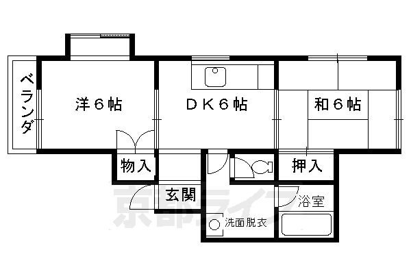 京都市右京区嵯峨天龍寺瀬戸川町のマンションの間取り