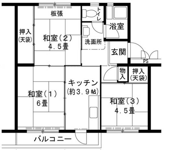 ビレッジハウス志染13号棟の間取り