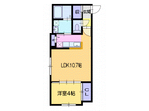 【小樽市稲穂のマンションの間取り】