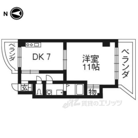 京都市下京区平屋町のマンションの間取り