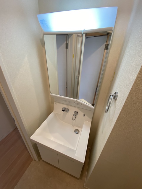 洗面設備　準備が捗る独立タイプ。