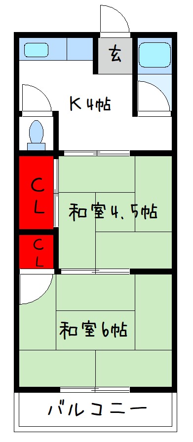 八尾市栄町のアパートの間取り