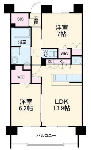 名古屋市東区白壁のマンションの間取り