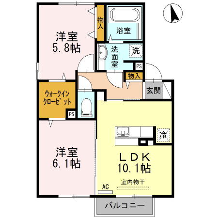 熊本市南区近見のアパートの間取り