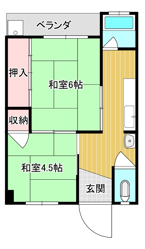 新宮市田鶴原町のマンションの間取り