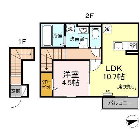 福山市新市町大字戸手のアパートの間取り