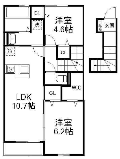 八千代市上高野のアパートの間取り