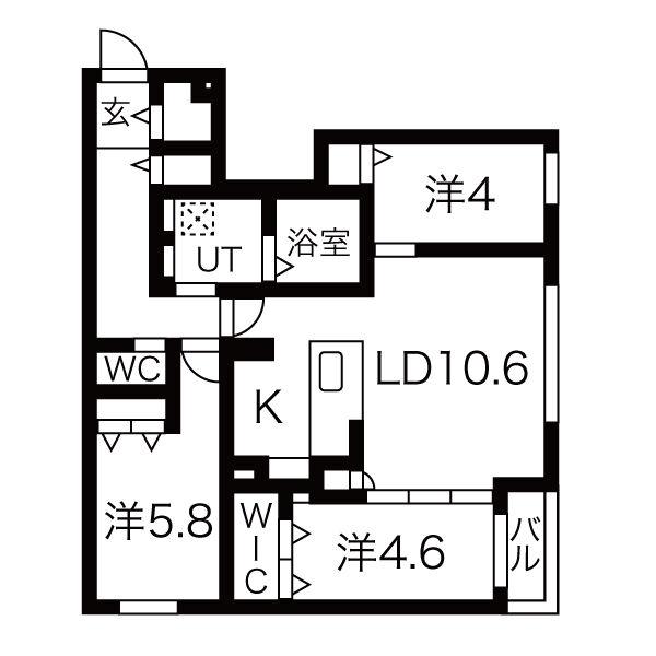 札幌市北区北二十四条西のマンションの間取り