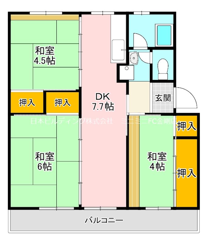 【ＵＲ金剛団地　302号棟の間取り】