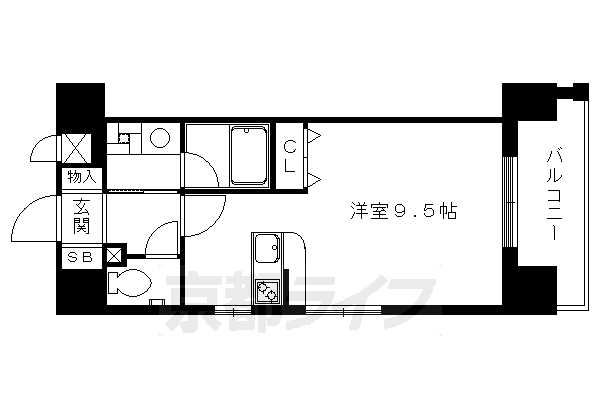 京都市中京区中之町のマンションの間取り