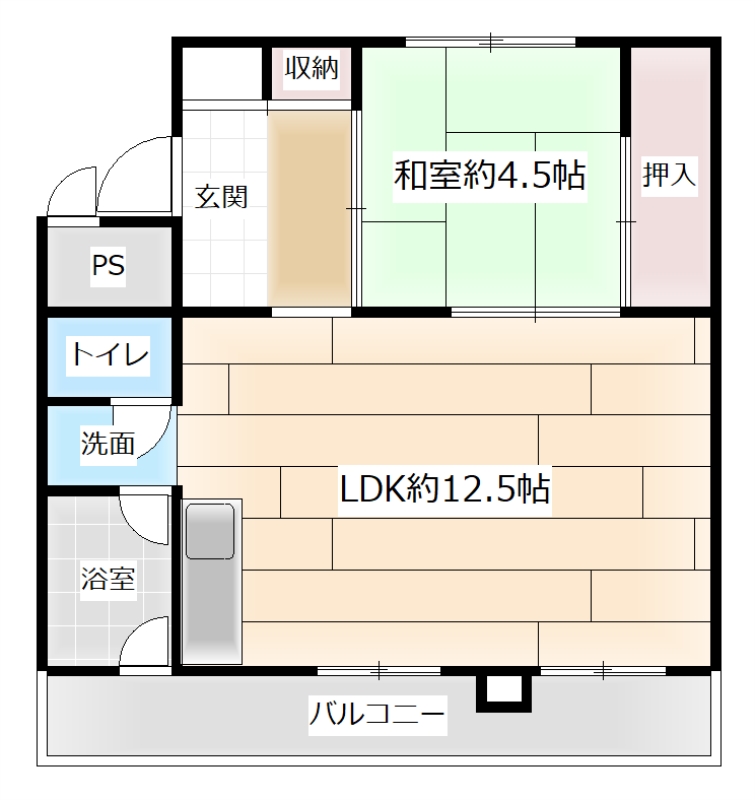 岩見沢市栗沢町由良のマンションの間取り