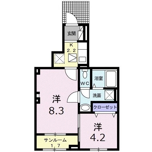 松山市南江戸のアパートの間取り