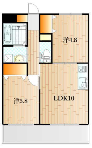 下関市伊倉本町のマンションの間取り