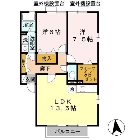 葛城市北花内のアパートの間取り