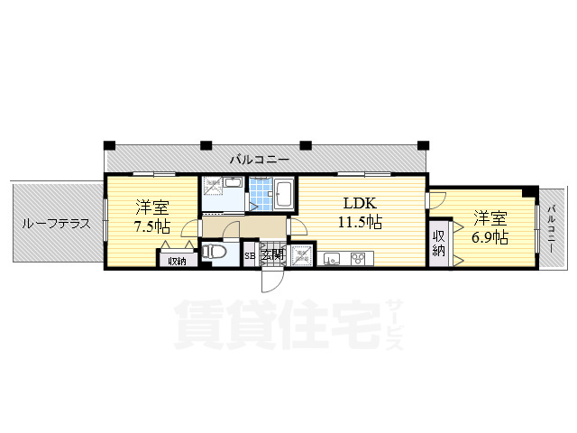 茨木市寺田町のマンションの間取り