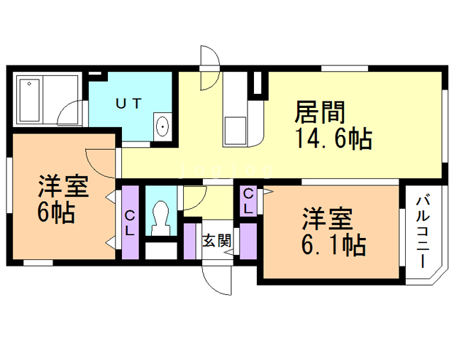 札幌市手稲区手稲本町一条のマンションの間取り