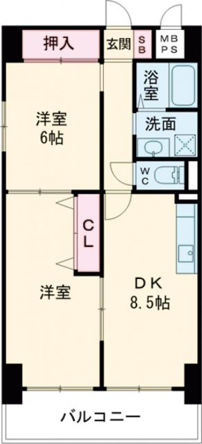 堺市北区中百舌鳥町のマンションの間取り