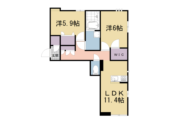 城陽市久世のマンションの間取り