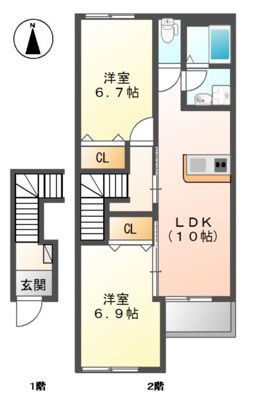 大阪市生野区巽東のアパートの間取り