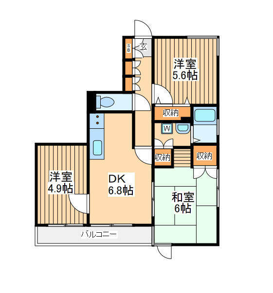 相模原市中央区東淵野辺のマンションの間取り