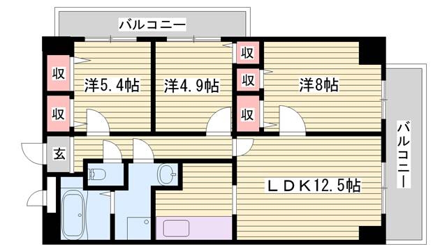 キャッスルコート東辻井の間取り