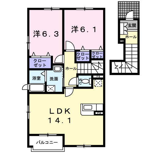 諫早市福田町のアパートの間取り