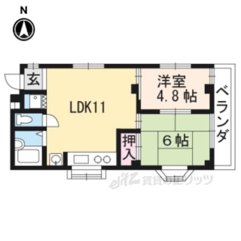 京都市中京区中之町のアパートの間取り