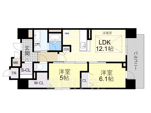 大阪市中央区北久宝寺町のマンションの間取り