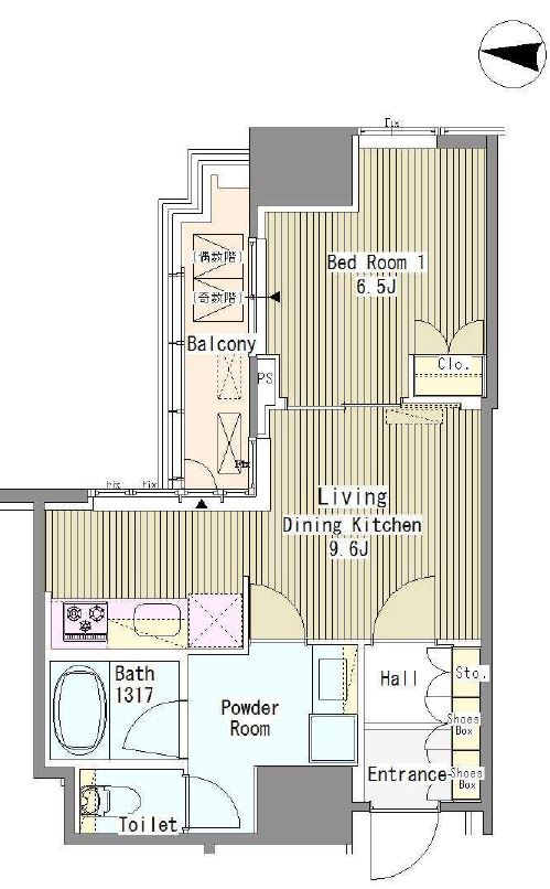 港区浜松町のマンションの間取り