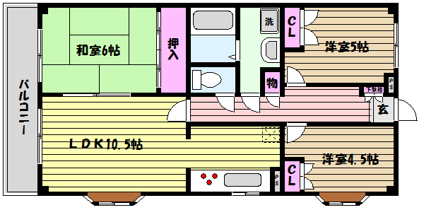 神戸市東灘区御影山手のマンションの間取り