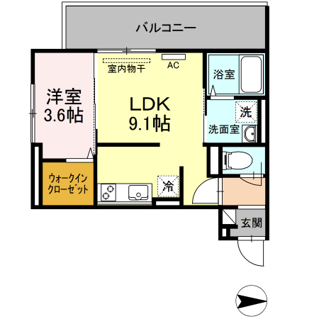 北九州市小倉南区城野のアパートの間取り