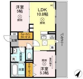 岡山市北区撫川のアパートの間取り