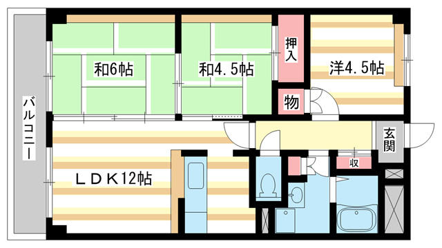 奈良市三条栄町のマンションの間取り