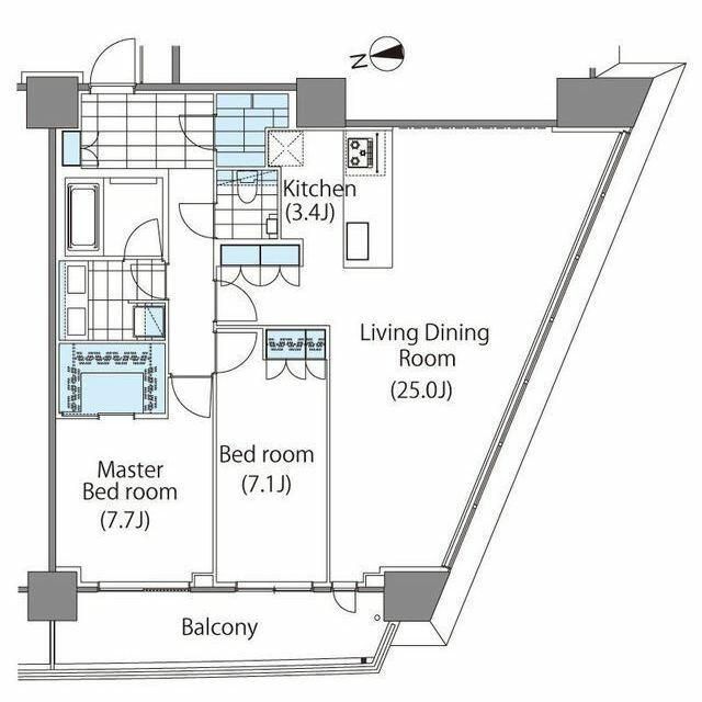 新宿区新宿のマンションの間取り