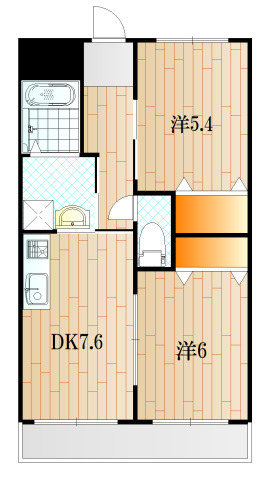 下関市王司川端のマンションの間取り