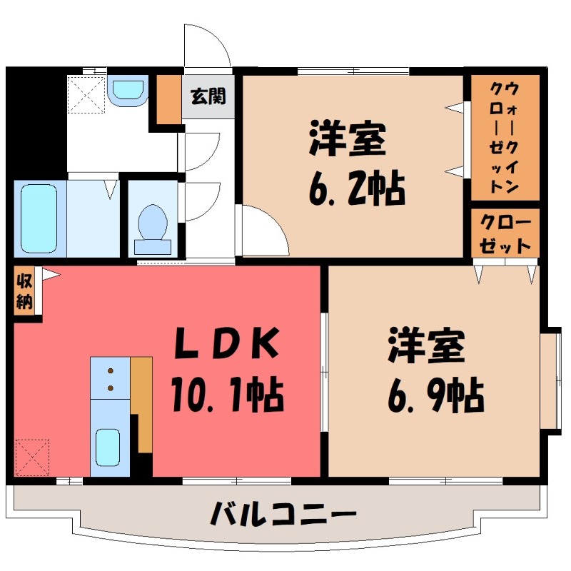 下都賀郡壬生町大師町のマンションの間取り