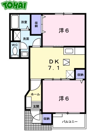 度会郡玉城町下田辺のアパートの間取り