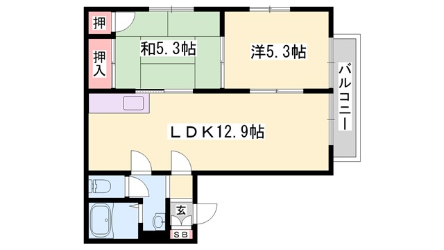 ディアス妻鹿駅前　A棟の間取り