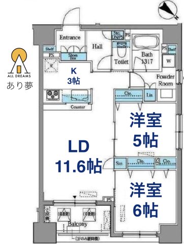 横浜市中区吉田町のマンションの間取り