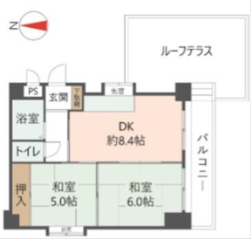 神戸市灘区篠原南町のマンションの間取り