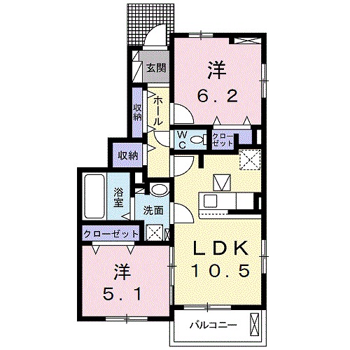 高砂市阿弥陀町魚橋のアパートの間取り