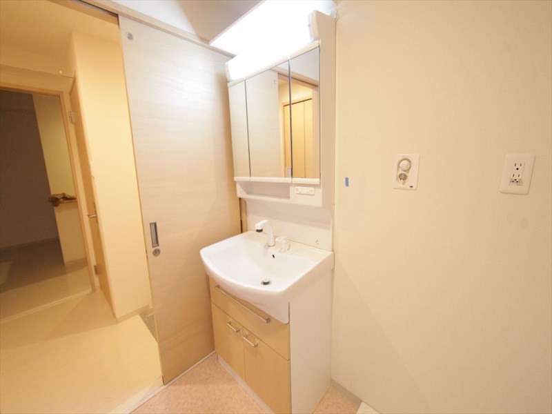 洗面設備　脱衣所　独立洗面台（シャンプードレッサー付）収納スペース有