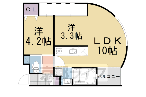 向日市上植野町のマンションの間取り