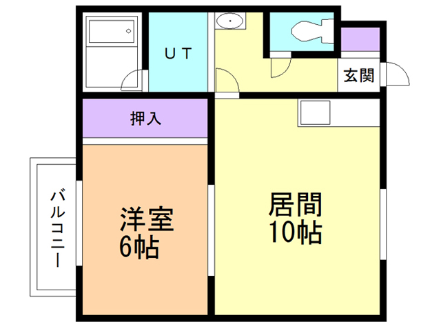 函館市白鳥町のアパートの間取り