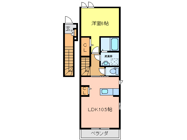 徳島市新浜町のアパートの間取り