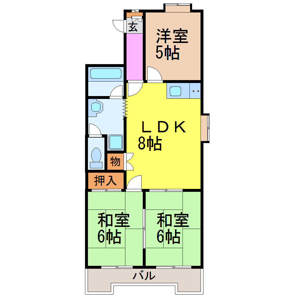 名古屋市瑞穂区密柑山町のマンションの間取り