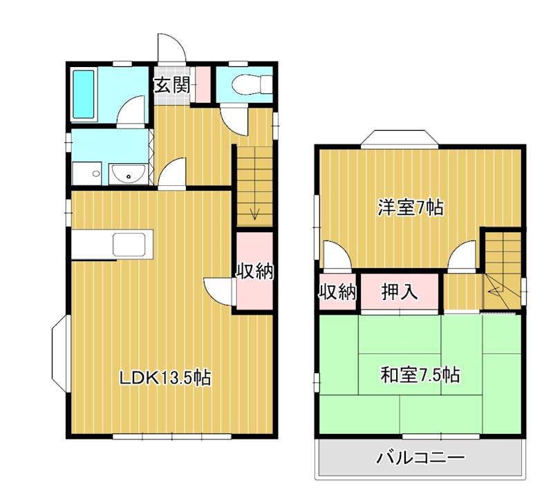 静岡県浜松市中央区高丘東１（一戸建）の賃貸物件の間取り