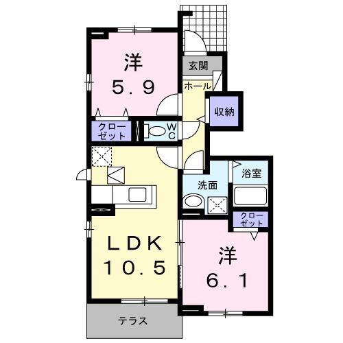 岐阜市水海道のアパートの間取り