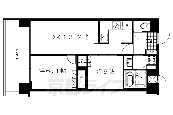 京都市左京区聖護院山王町のマンションの間取り