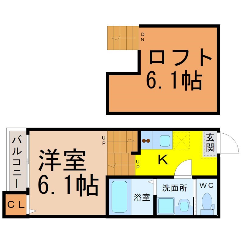 【名古屋市昭和区山脇町のアパートの間取り】